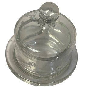 Princess House Crystal Glass Mini Covered Dome Jelly Jam Butter Dish Clear 3 1/2